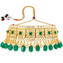 Aheli Indian Traditional Jewellery Green Kundan Choker Necklace Earring Jewellery Set for Women