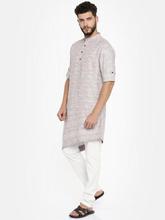 Freehand Men Pink & White Striped Kurta with Pyjamas