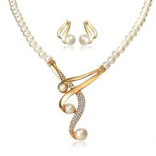 17KM New Style Luxury Bridal Jewelry Set Crystal Beads Necklace Simulated Pearl Earrings Female Wedding Jewelry For Woman