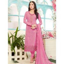 Stylee Lifestyle Pink Georgette Embroidered Dress Material (1786)