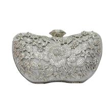 Sliver Floral Rhinestone Clutch Bag for Women