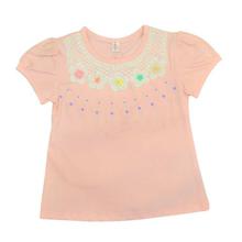 Baby Pink Flower Laced Tops For Girls