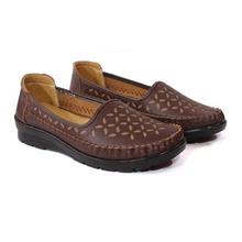 Brown Printed Loafer Shoes For Women