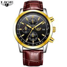 2018 LIGE Mens Watches Top Brand Luxury Leather Quartz Watch Men