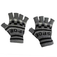 'Sports' Printed Woolen Half Gloves For Men