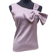 Women Side bow Off Shoulder Tees - Purple