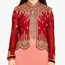 Stylee Lifestyle Green Embellished Traditional Jardoshi Work with Crystal & Cut work Dress with Designer Jacket for Wedding, Festival, Parties