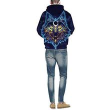 Leoie Men/Women Fashionable 3D Starry Wolf Print Hoodie Casual Long