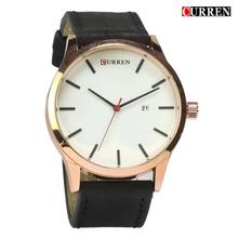 CURREN 8214  White Dial Leather Analog Watch For Men