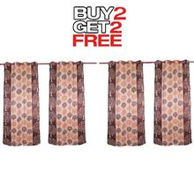 Curtains Buy 2 Get 2 Free [4pcs] [Tree Design]- Brown