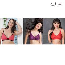 Clovia Combo Of 3 Non-Padded Bra For Women - Pink/Purple/Red