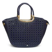 Navy Blue Circle Printed Handbag For Women