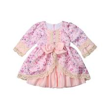 1-5Years Princess Dress Kids Baby Girl Retro Lace Flower