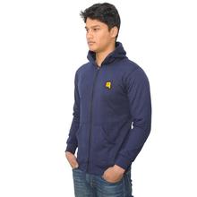 Bastra Navy Blue Hooded Zip Up for Men