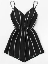 Vertical Striped Cami Romper