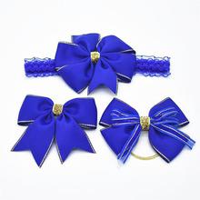 The navy color Aureate bowknot hair ribbon bow clip suit and wear