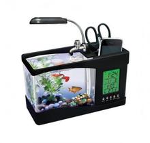 White/Black Usb Mini Fish Tank Desktop Electronic Aquarium Fish Tank With Water Running Led Pump Light Calendar