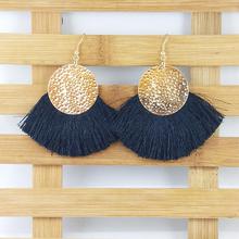 Black Tassel Knot Hoop Earrings