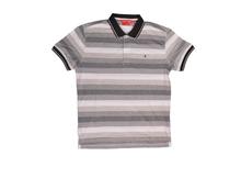 John Players Men Grey Striped Polo T-Shirt