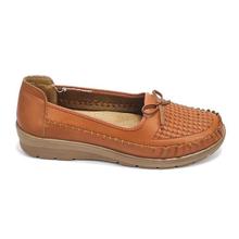 Brown Textured Slip On Shoes For Women