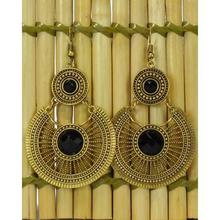 Golden/Black Stoned Dangler Earrings For Women