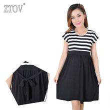 ZTOV Plus size Women Long stripe Dresses Maternity Nursing dresses for