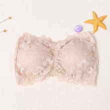 Sexy Summer Women Strapless Bra Lace Tube Top Bandeau Crop Tank Seamless Padded Underwear -MX8