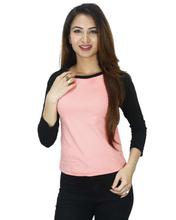 Black/Pink Crop Baseball T-Shirt For Women