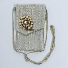 White Floral Embroidered Pouch For Women 