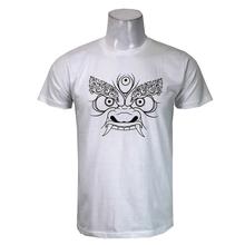 Wosa - White Round Neck Bhairav Eye Print Half Sleeve Tshirt for Men