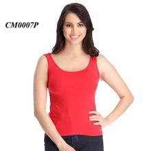 Red Cotton Stretchable Tank Top- CM0007P