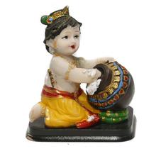 Multicolored Baby Krishna Eating Makhan Statue