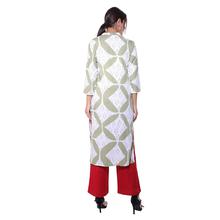 Paislei light green kurti with Green And white block print