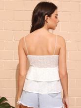 Eyelet Embroidery Layer Ruffle Hem Cami Top