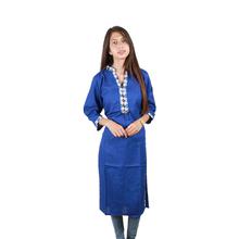 Dark Blue Bordered Laced Kurti