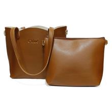 Brown Symmetrical Front Pocket 2 in 1 Tote Bag For Women