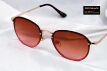 GREY JACK  Shaded Black Lens & Gold Brown Metal Frame 400 Uv Protection Rect. Sunglasses