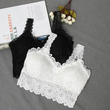 Sexy Women Lace Cotton Tank Tops Sexy V Neck Crochet Vest Casual Bralette Strapless Bandeau Bustier Crop Tops Steampunk Bra