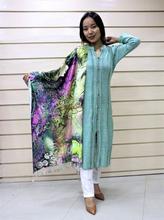 Sea Green Woolen Kurti Tops With Shawl