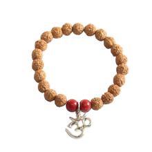 Beige Rudraksha Om Charm Designed Bracelet For Men - SD09