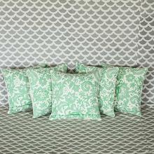 Cushion Cover - 16 x 16 cm Set of 5 Green/White 100% Cotton