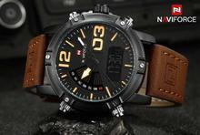 NaviForce NF9095M Dual Time Function Analog Watch for Men - Coffee