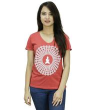 Scarlet Red Buddha Printed T-Shirt For Women