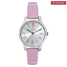 Titan 2481SL01 Tagged Silver Dial Analog Watch For Women- Pink