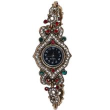 Black Dial Multicolor Stone Studded Floral Designed Analog Watch For Women