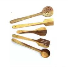 Set Of 5 Handmade Wooden Serving And Cooking Spoon Kitchen Tools Utensil