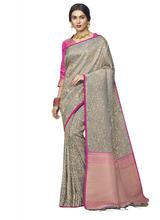 Stylee Lifestyle Grey Banarasi Jacquard Saree -1945