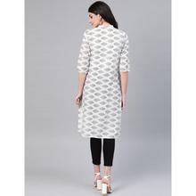 Women White & Black Printed Straight Kurta