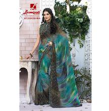 Green Floral Printed Fancy Georgette Saree for Women 