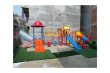 Outdoor Play Station With Double Slide, Swing,Single Slide, Spiral, Climbing, Tunnel- 36 Feet